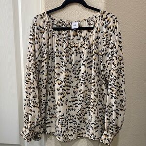 CAbi Women's Abstract Blouse - Black, White, Gold